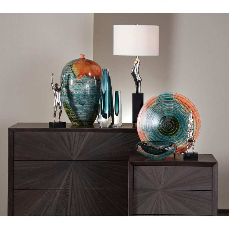 Abstract Bean Vase-Persimmon-Lg, 5.25" H x 5.75" W x 13" D, Blue
