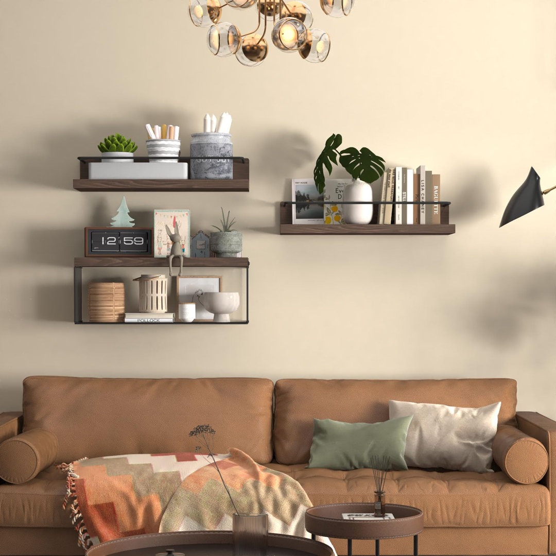 Bathroom Shelves Over Toilet For Wall, Floating Shelves With Storage Basket Paper Holer For Kitchen Living Room, Bedroom & Classroom, Set Of 3 GLOBAL GIRLS LLC