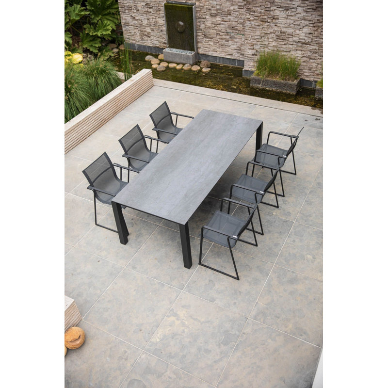 Machar Outdoor Dining Table, 39.38" W x 110.25" L x 29.5" H, Black, Gray