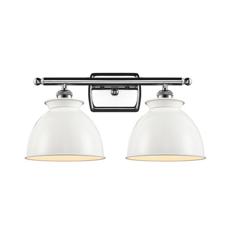 Éclairage pour meuble-lavabo à 2 lumières à intensité variable Arev, Blanc brillant, Ampoule DEL 6 watts Vinage, Chrome poli