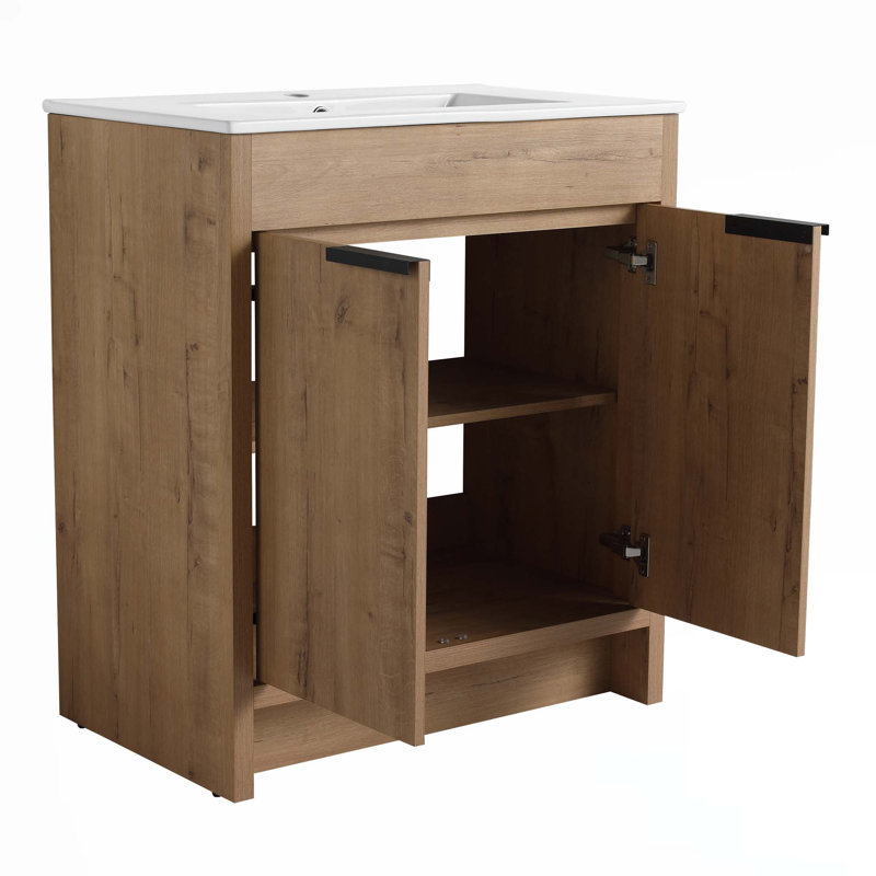 Meuble-lavabo autoportant avec lavabo en céramique