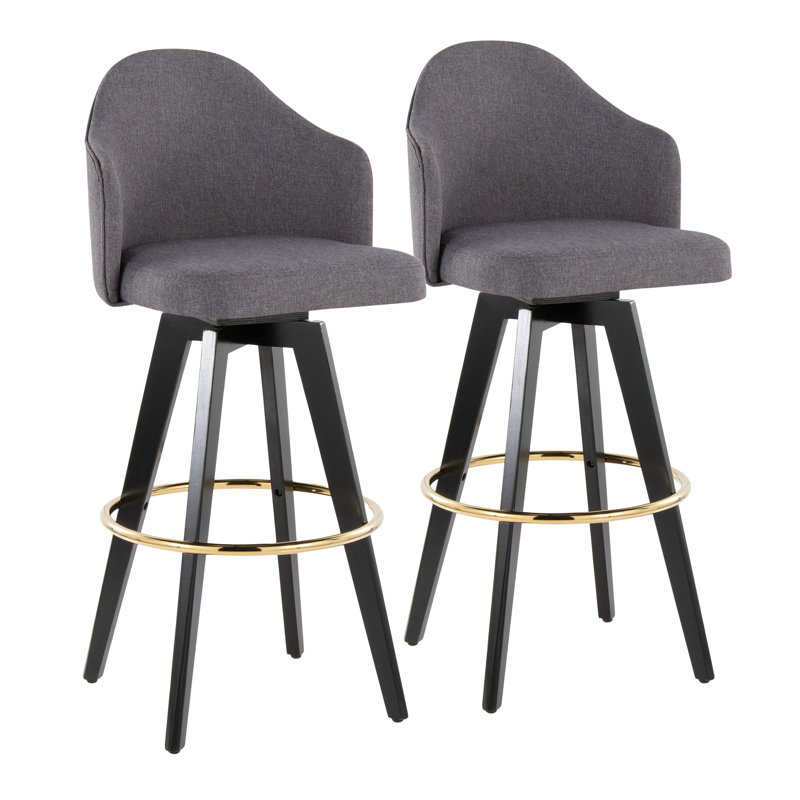 Tabouret de bar à hauteur fixe avec pivot, Gris