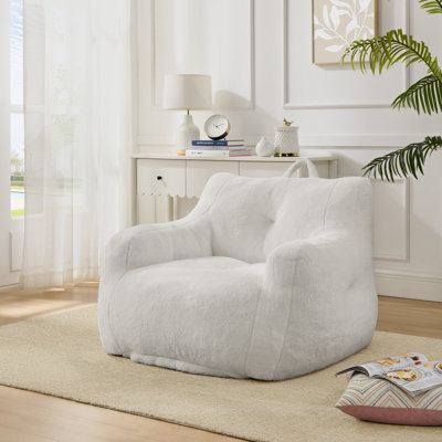 43" No Assembly Bean Bag Sofa - Skin-Friendly Faux Fur Accent Chair with Handle, Compact for Small Spaces by Trule