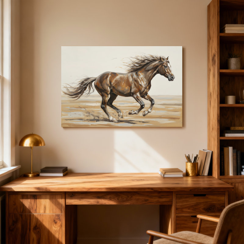 Animals Running Horse On Sandy Ground