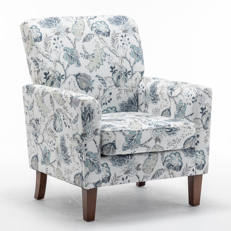 Zona Upholstered Armchair, White Leafy Polyester