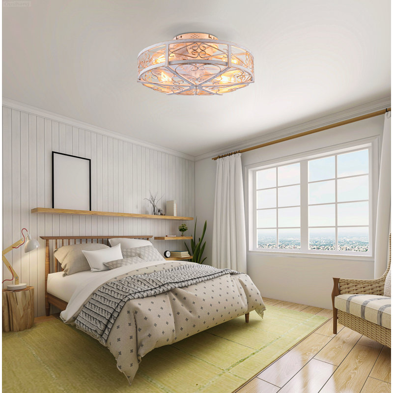 Ventilateurs de plafond 20 po avec lumières réversibles Classic American, White and Gold
