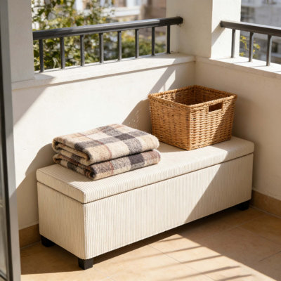 Banc de rangement Spascious, banc de rangement avec repose-pieds, banc de bout de lit