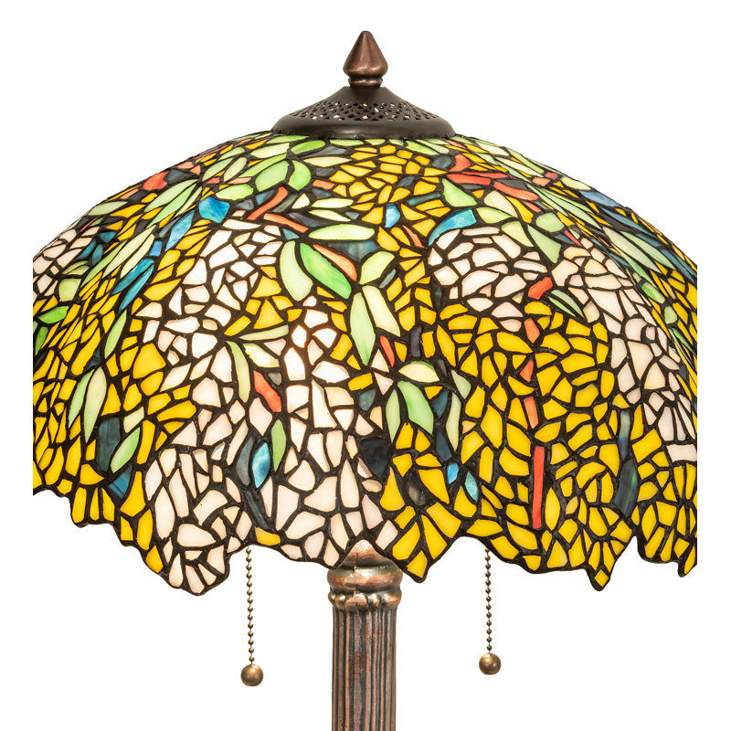 Mahogany Bronze Table Lamp with Sunflower Glass Shade