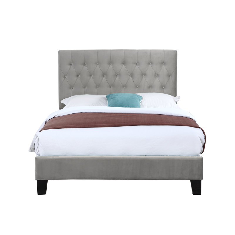 Kayden Upholstered Standard Bed, Light Gray, Queen