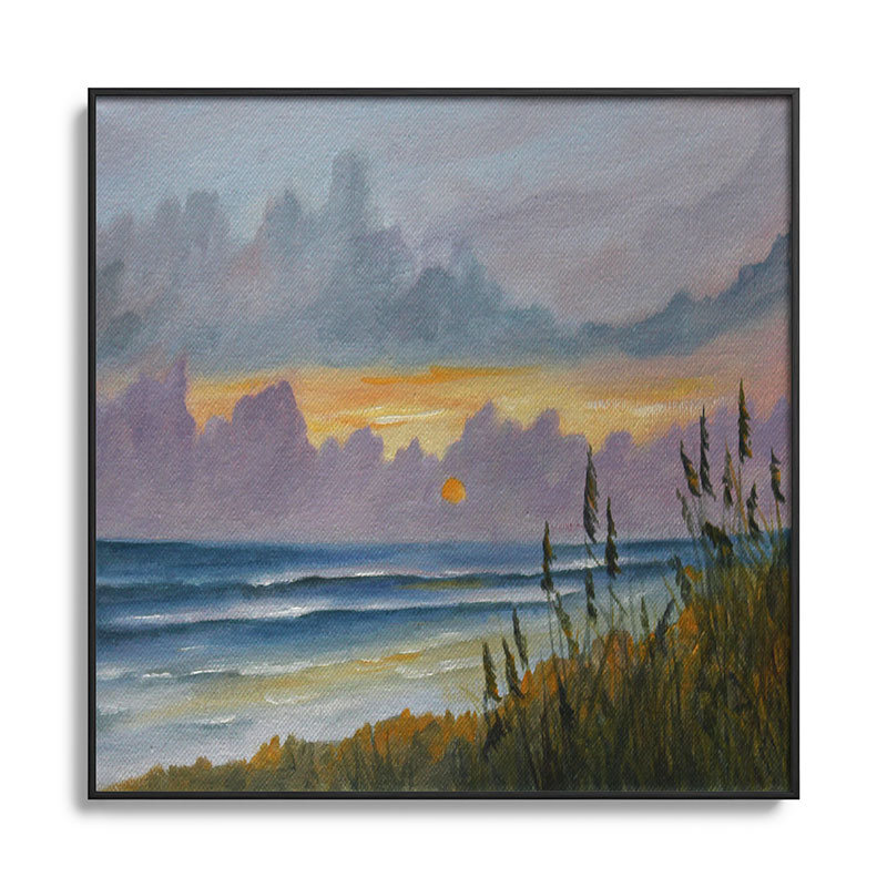 «Morning has Broken» - Peinture encadrée sur verre, H 20 po x l 20 po x P 1 po, Noir