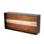 Console de salon Cole et gris en métal fait à la main avec façade en bois brun