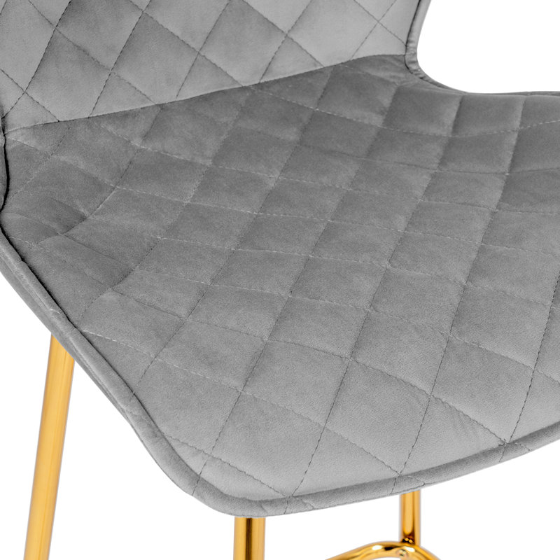 Hulda Ergonomic Bar Stools with Padded Seats and Stylish Gold Legs, Gray, Counter Stool (24" Seat Height)