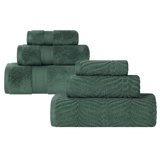 Amaretto Chevron Zero Twist Solid and Jacquard Cotton 6 Piece Bathroom Towel Set