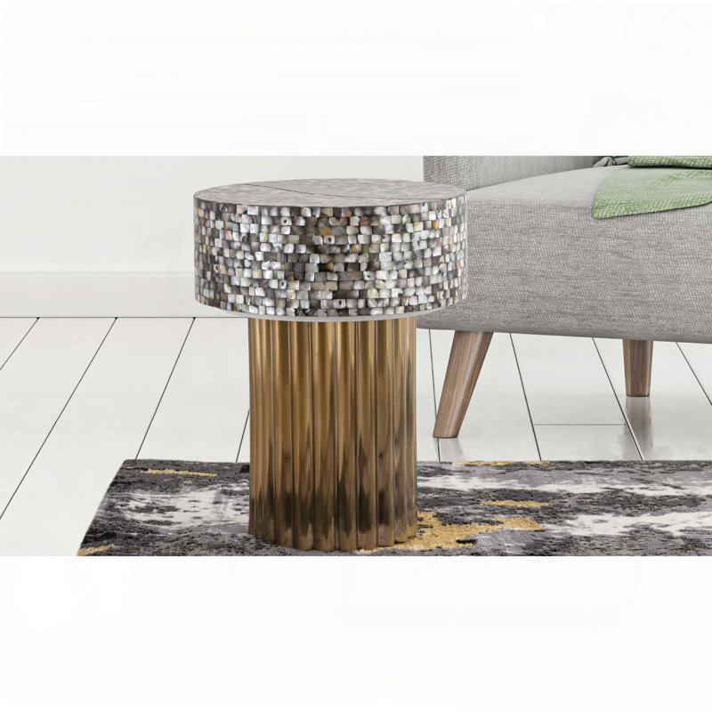 Table de bout en nacre - Base en acier inoxydable avec laiton TPR