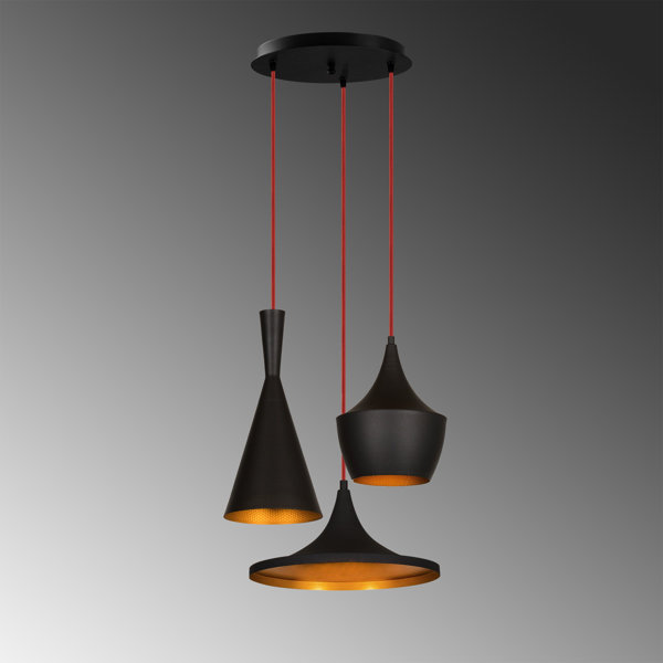 East Urban Home 3 - Light Black/Red Cluster Pendant | Wayfair