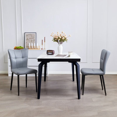 Ensemble de 2 chaises de salle à manger avec cadre en fer et pieds robustes