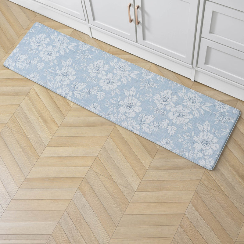 Tapis anti-fatigue debout Laura Irley Iris, Rectangle 1 pi 5 po x 5 pi, Bleu