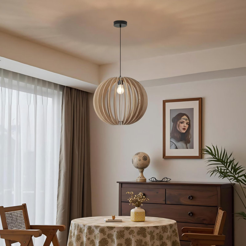 Luminaire suspendu industriel en bois rétro style industriel boho