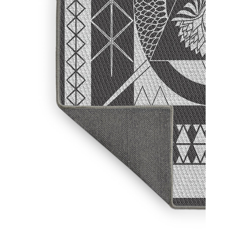 Laine tissée à la main avec motif géométrique en laine et polyester gris/noir Tapis décoratif, Rectangle 5 pi x 7 pi