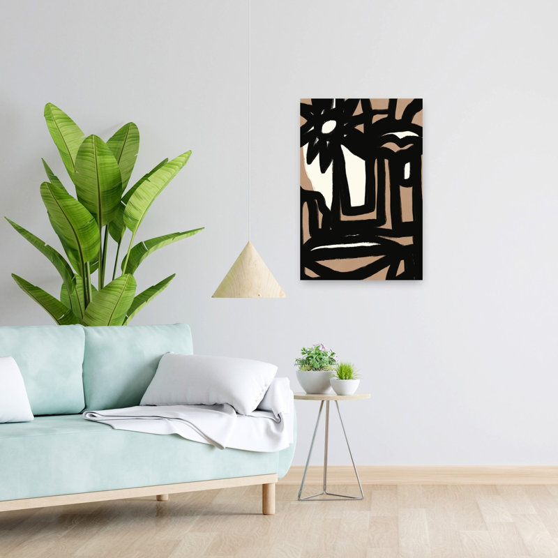 Affiche murale expressionniste contemporaine abstraite aux formes fluides et audacieuses, H 24 po x l 16 po