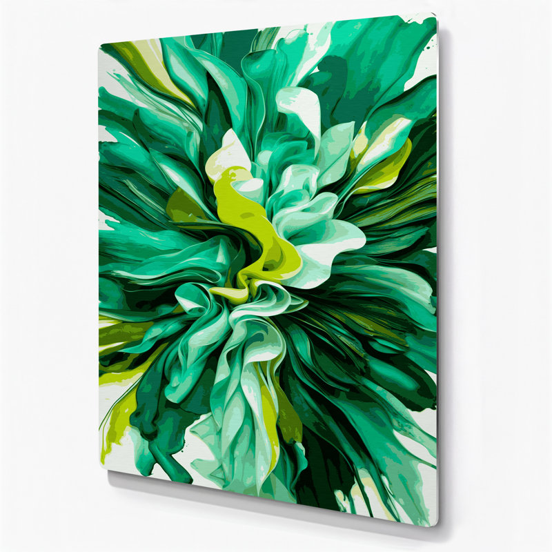 Aquarelle abstraite 43, art mural en métal vert