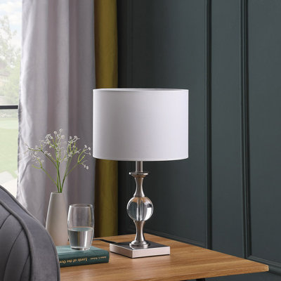 Lampe de table 19,65 "en cristal de nickel satiné
