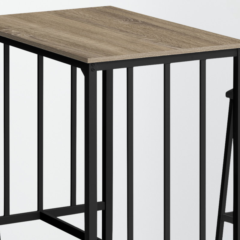 Ensemble de salle à manger 3 pièces à hauteur de comptoir Simi, 1 table, 2 tabourets, Taupe / Noir
