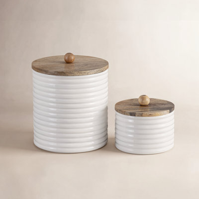 Mango Wood Canisters Set Of 2