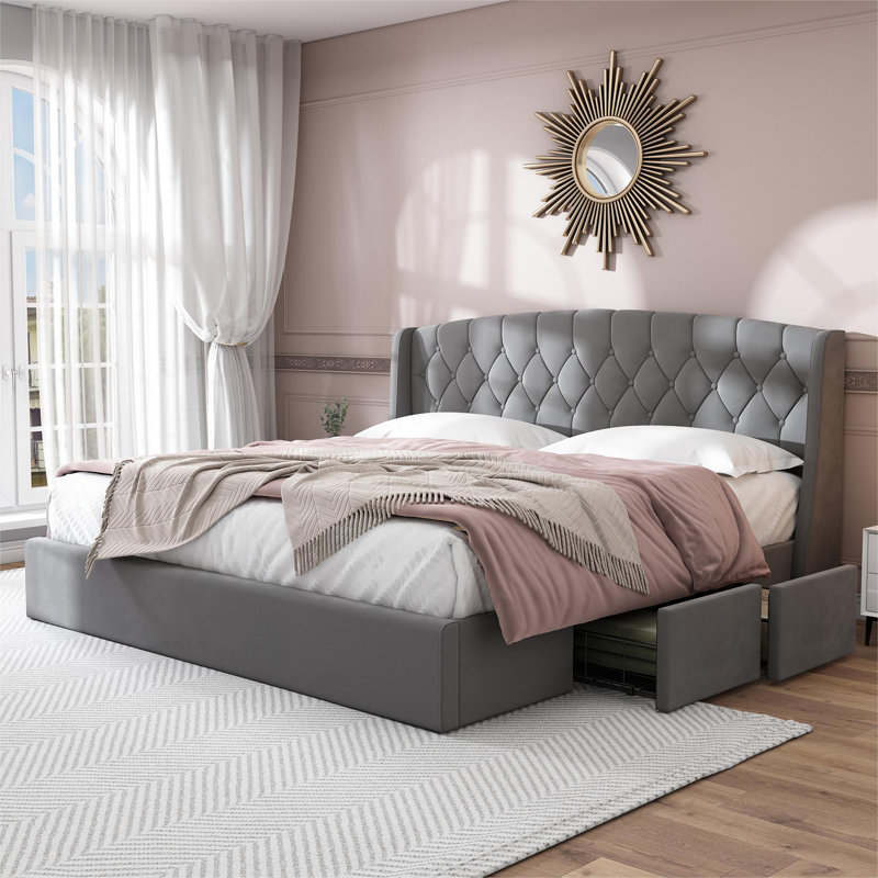 Maggie Upholstered Storage Bed, UK Super King - DE 180 x 200 cm