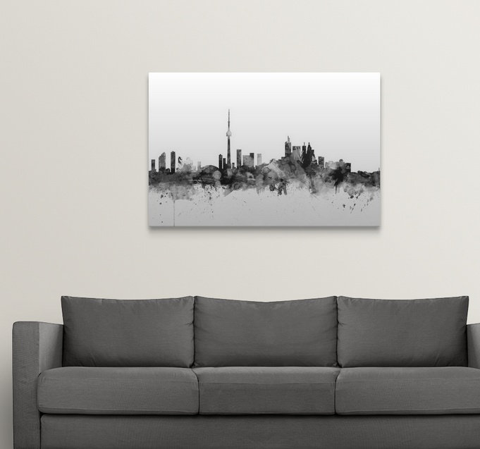 «Francy Toronto Canada Skyline» par Michael Tompsett - impression, H 20 po x l 30 po x P 1,5 po, Toile