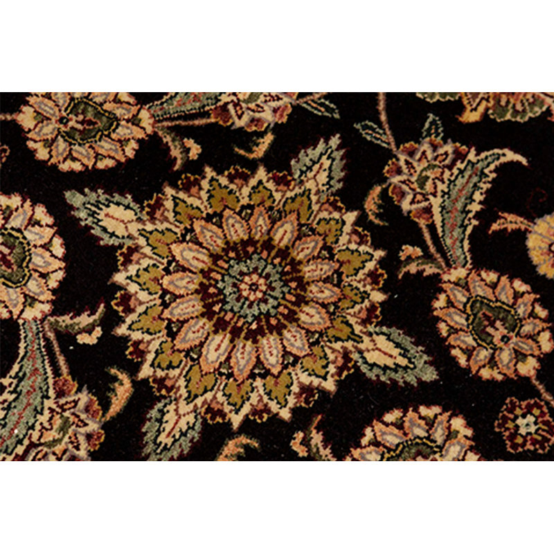 Tapis oriental en laine noué à la main noir / vin / brun Manchuria