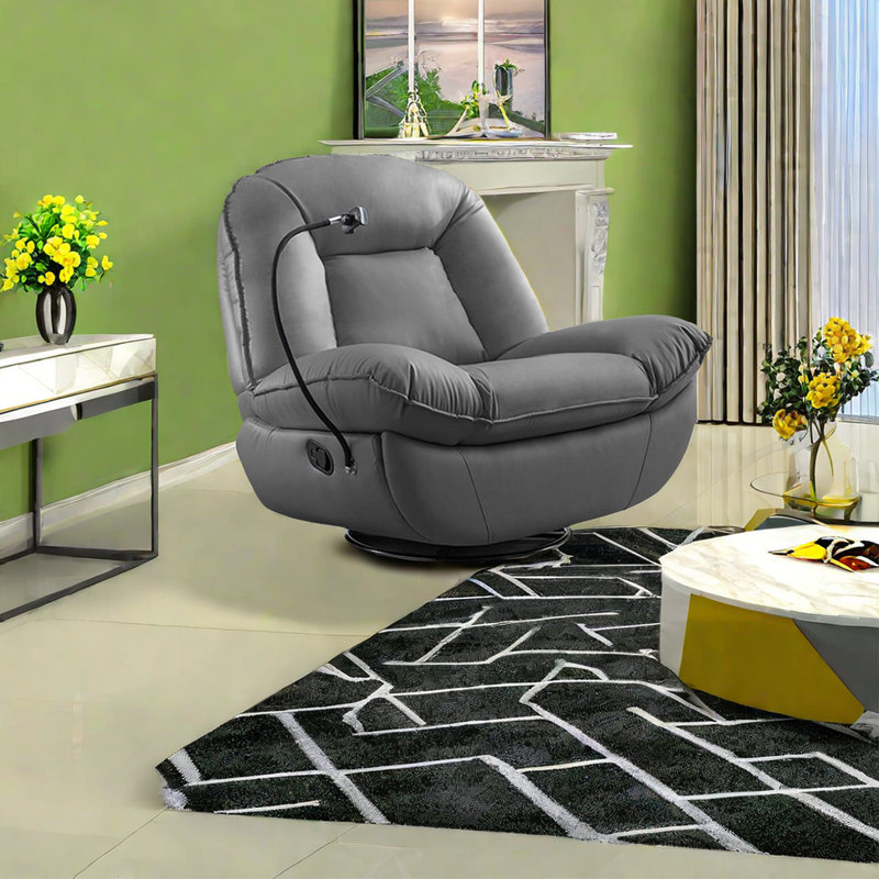 Natayshia Faux Leather Recliner, Gray