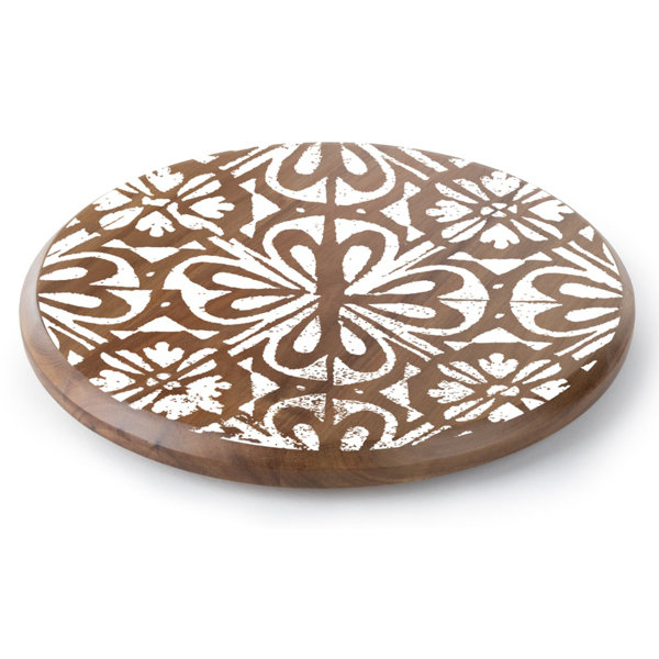 CounterArt White Medallion Wood Lazy Susan Turntable | Wayfair