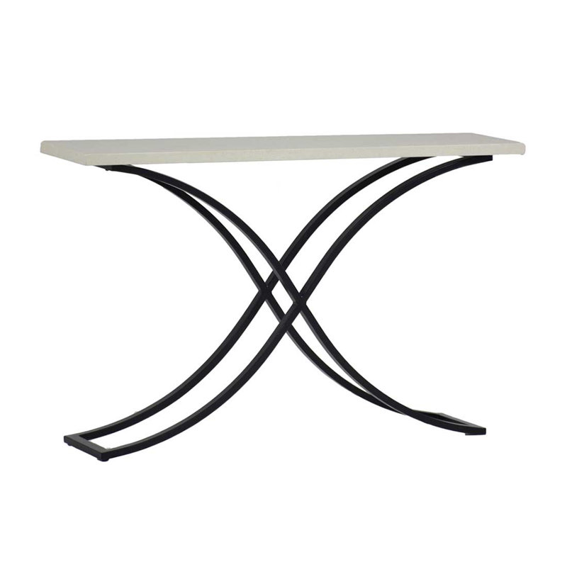 Marco Console Table - Ebony/TravertIne, Travertine