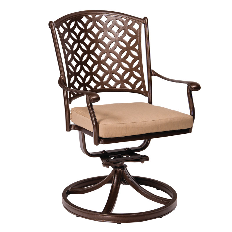 Fauteuil de patio pivotant avec coussin Casa, Brun châtaigne, Sésame