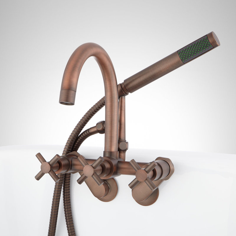 Sebastian Wall Mounted Variable Center Tub Faucet with Cross Handles, Oil Rubbed Bronze