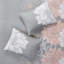 Courtepointe en coton imprimé 6 pièces, gris / pêche, double / grand, réversible, motif floral, rembourrage doux, pièce de coussins décoratifs avec coussins, coton, conception réversible, literie chaleureuse et tendance-126363483-126363486