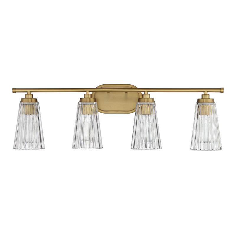 Luminaire de salle de bain à intensité variable en acier et verre Jeanie , H 10 po x l 30,5 po x P 30,5 po, Laiton