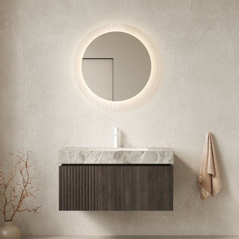 Meuble-lavabo de salle de bain 36 po MURI, Espresso, 36", Gris clair