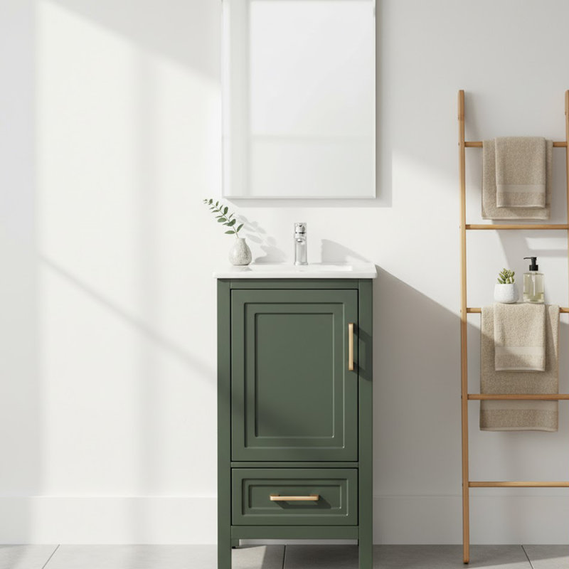 Meuble-lavabo simple de 18 po avec comptoir, Vert