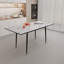 Table de salle à manger extensible de 47 po à 63 po, lueur de marbre blanc, industrielle moderne pour la cuisine et la salle à manger, avec pieds en métal noir conique