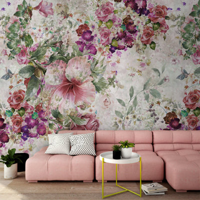 Floral Vintage Flower Bouquet Soft Floral Removable Wallpaper