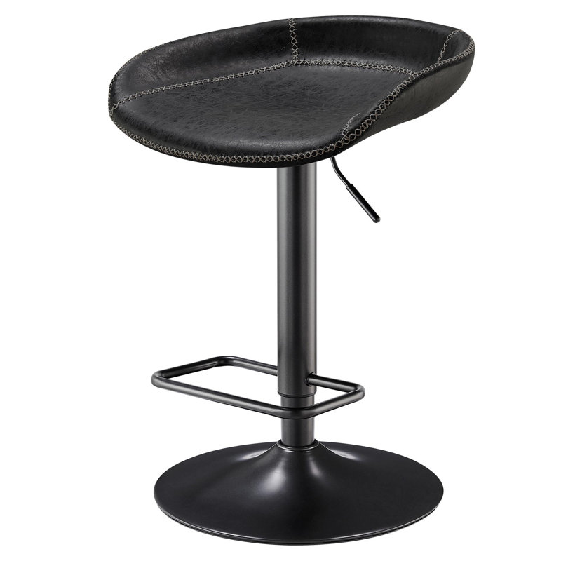 Antenore Swivel Upholstered Adjustable Height Counter Stool, Black