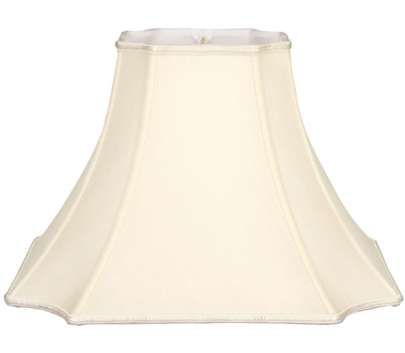Abat-jour cloche en soie / shantung (araignée), Blanc, H 9,5 po x l 12 po x P 16 po