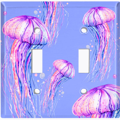 Jelly Fish Pink Party Lavender Nautical & Beach 2 - Gang Toggle Light Switch Standard Wall Plate