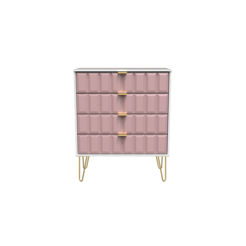 Allem 77cm W 4 - Drawer Chest of Drawers, Kobe Pink/White