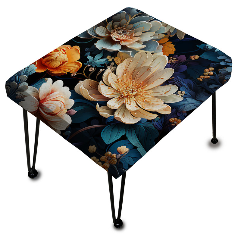 Beige orné de fleurs Legacy Delight - Repose-pieds rectangulaire floral