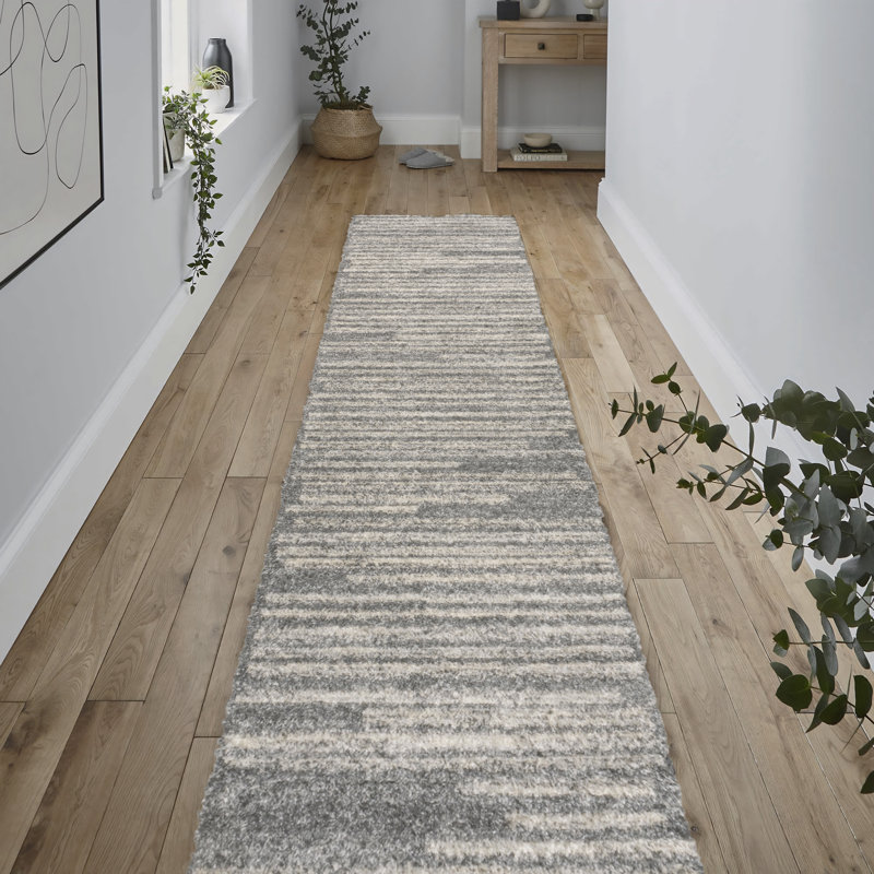 Tapis gris / crème Keisha, Tapis de couloir 2 pi 2 po x 8 pi