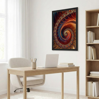 Ensemble de 1 tableau sur toile à motif fractal abstrait en spirale