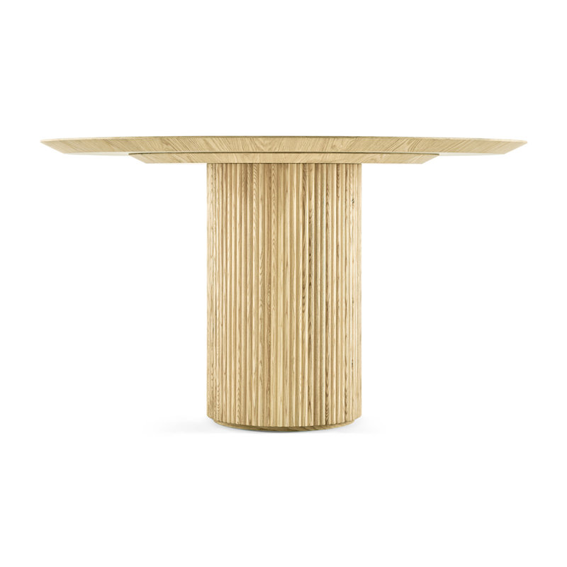 Table de salle à manger ronde en bois naturel cannelé Piper